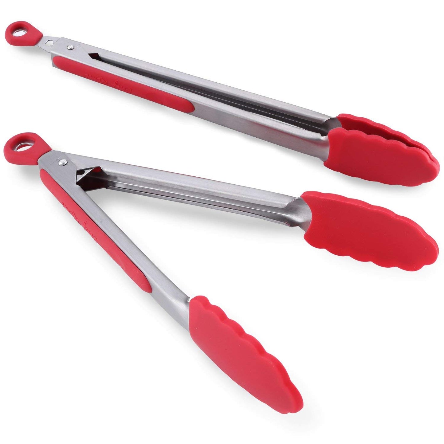 2pc Kitchen Tongs Set Multipurpose Tong Set with Silicone Tips and Locking Clips
