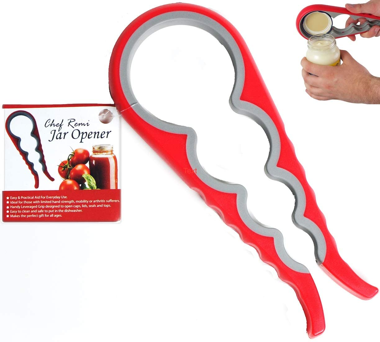 Chef Remi Jar Opener & Non-Slip Gripper | Bottle Opener For Lids & Caps