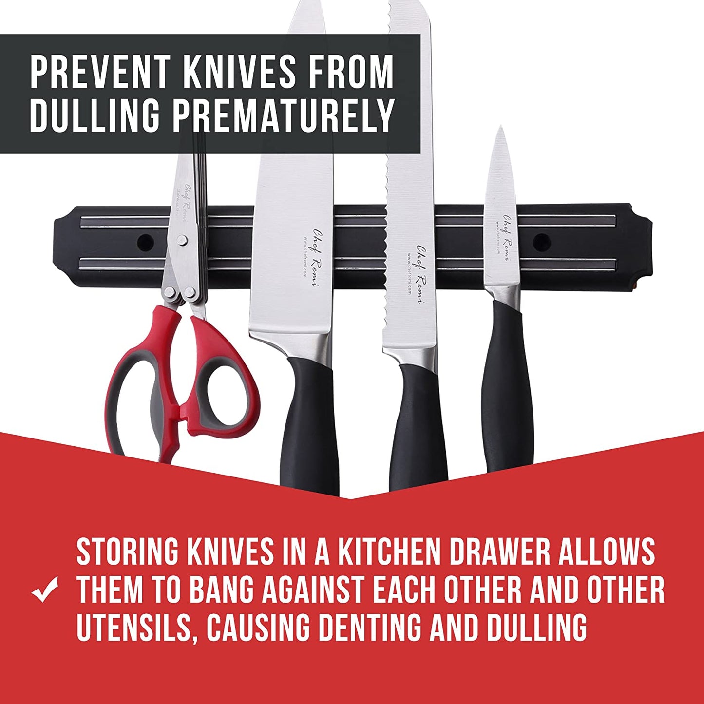 Magnetic Knife Holder - Christmas Gift Storage Bar This Year - Safeguard Your Kitchen Knives from Kids with Our Easy to Mount Strip