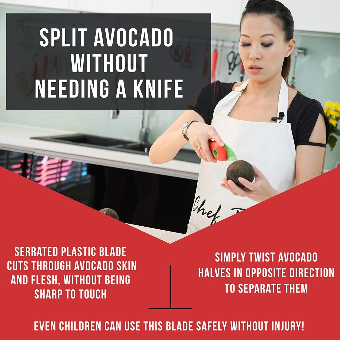 Chef Remi 3-in-1 Avocado Slicer with Knife, Pitter, Peeler and Scoop -2 Yr Warranty- Kitchen Utensil Tool for Fresh Ripe Avocados