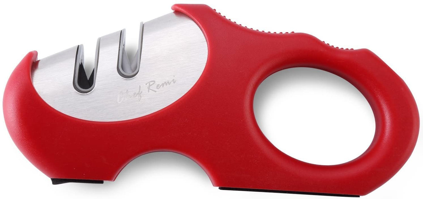 Chef Remi Knife Sharpener | Non-Slip Stainless Steel Scissors & Blade Sharpener
