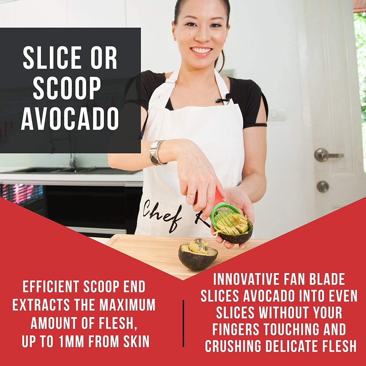 Chef Remi 3-in-1 Avocado Slicer with Knife, Pitter, Peeler and Scoop -2 Yr Warranty- Kitchen Utensil Tool for Fresh Ripe Avocados