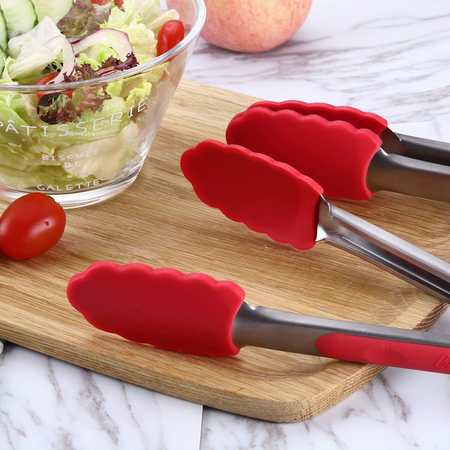 Premium Silicone Kitchen Tongs Heat Resistant Cooking BBQ Stainless Steel Handle