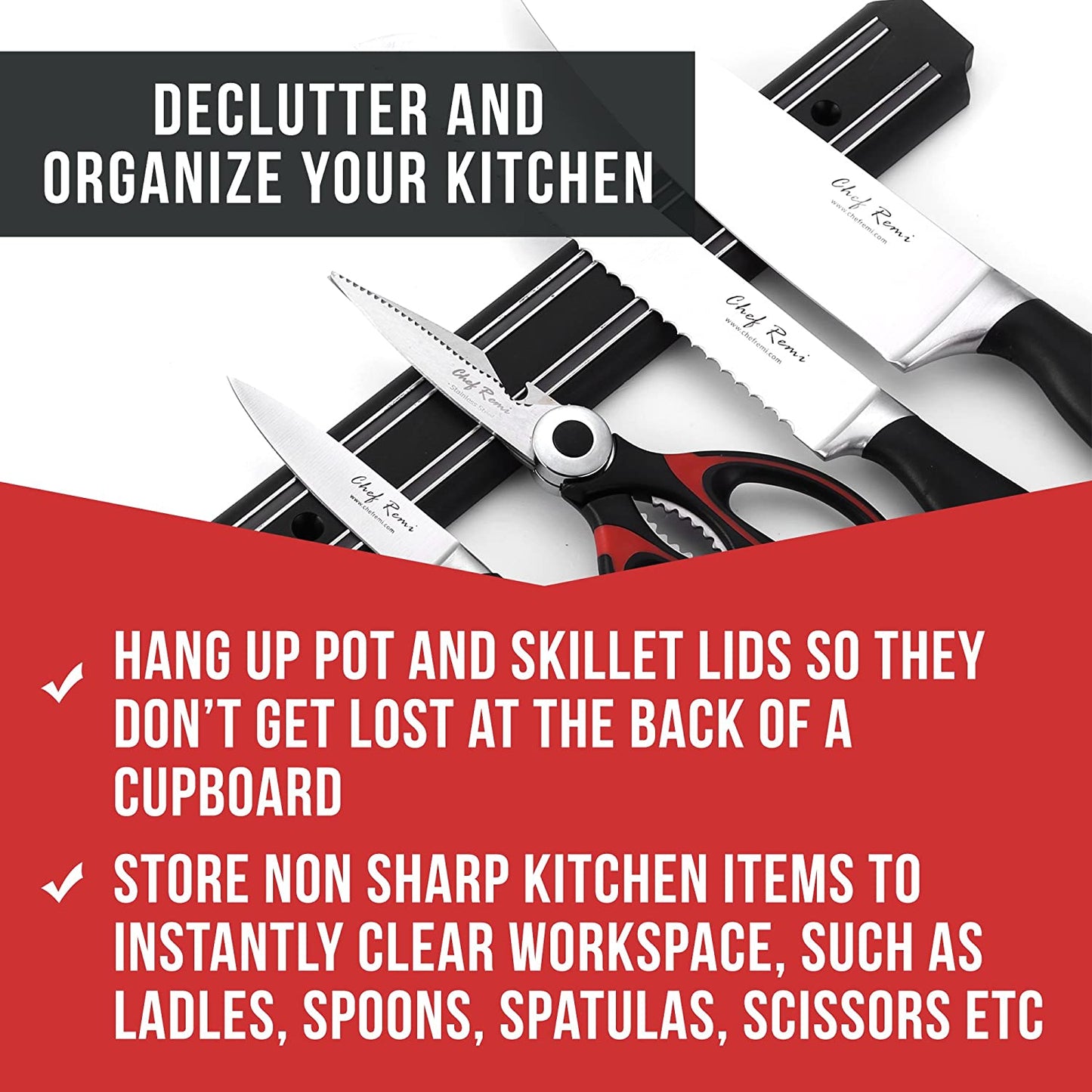 Magnetic Knife Holder - Christmas Gift Storage Bar This Year - Safeguard Your Kitchen Knives from Kids with Our Easy to Mount Strip