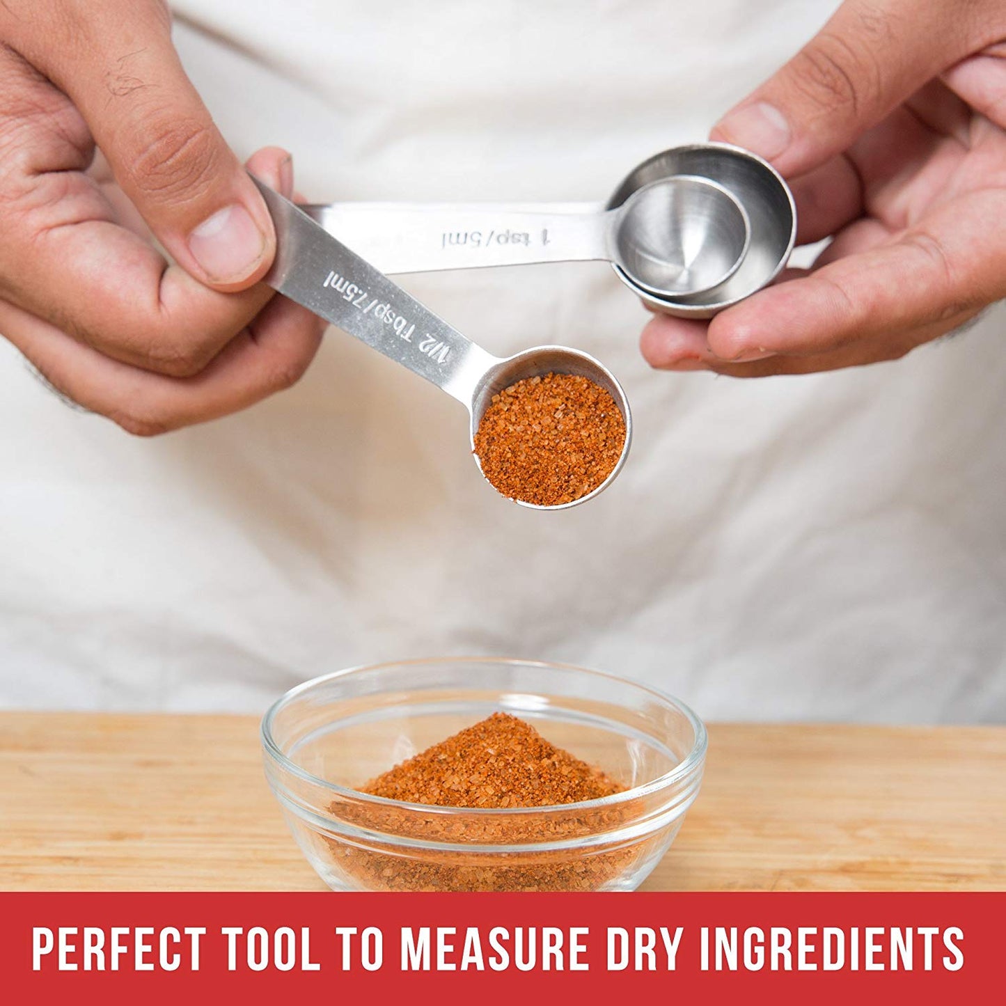 Chef Remi Measuring Spoons Set of 6 Sizes | Stackable Stainless Steel Spoons