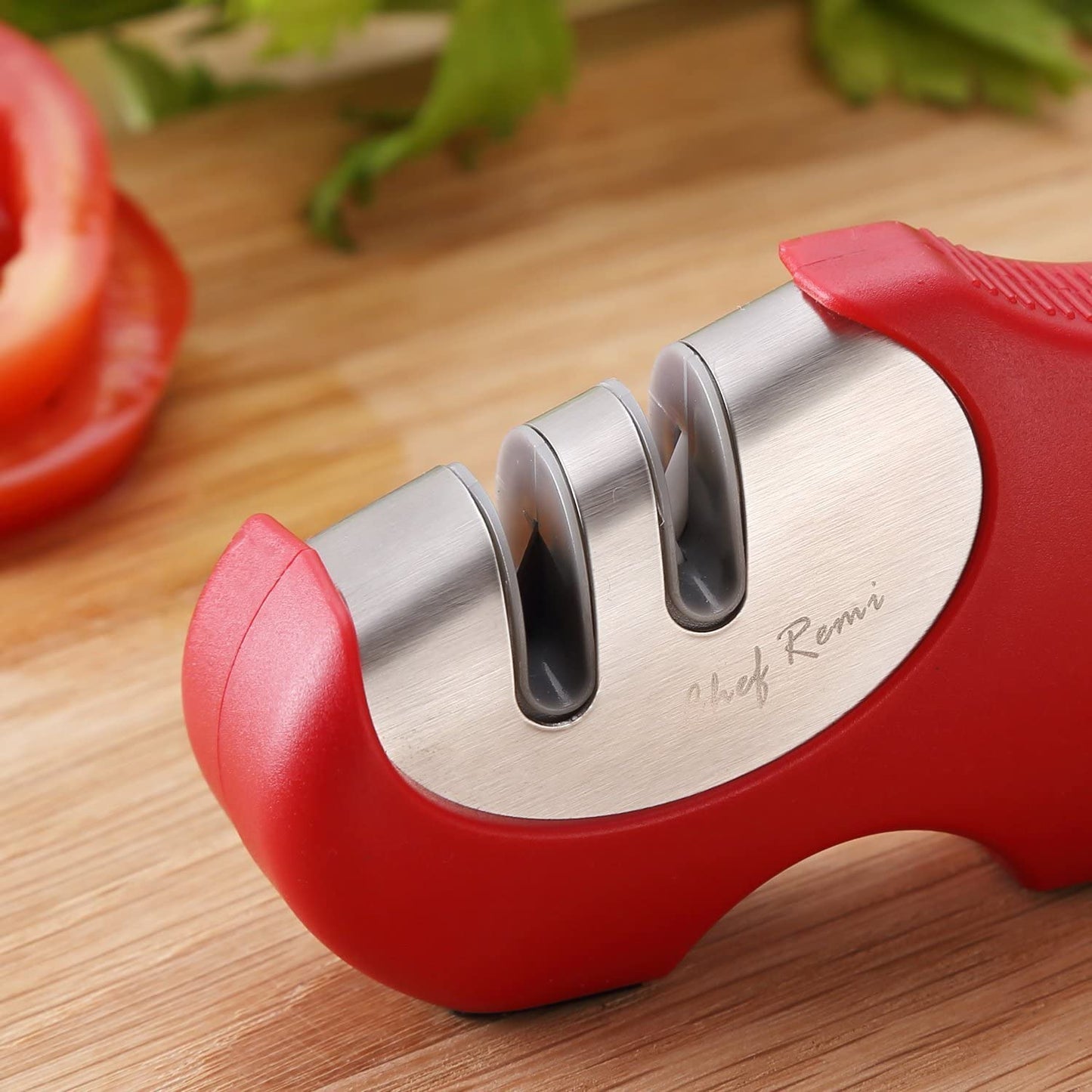 Chef Remi Knife Sharpener | Non-Slip Stainless Steel Scissors & Blade Sharpener