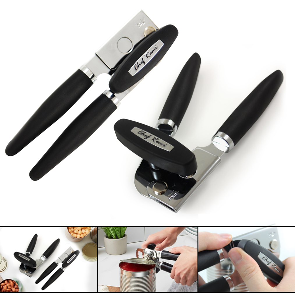 Chef Remi Tin Opener | Durable Can Opener with Non Slip, Comfortable Handles - Ideal for Elderly