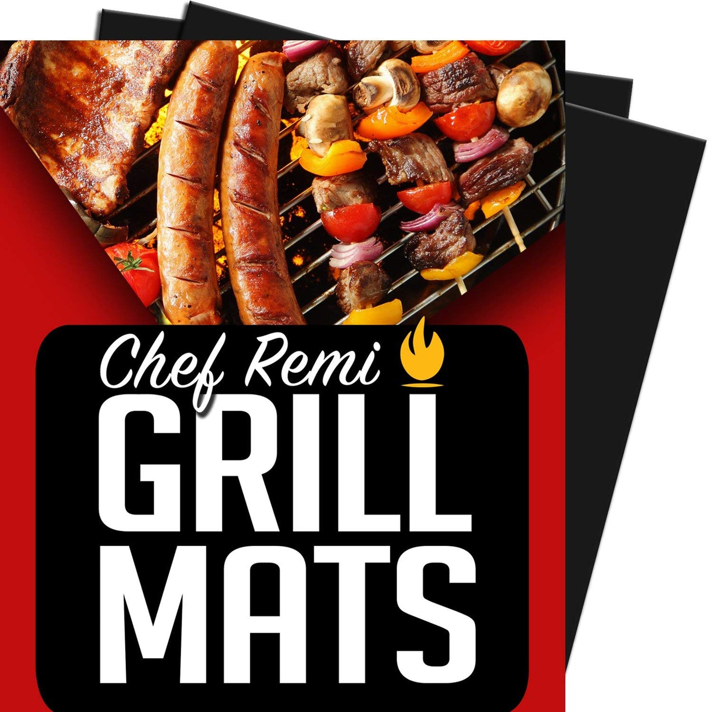 Chef Remi BBQ Grill Mats - Non-Stick Reusable Mats for Gas, Charcoal & Ovens