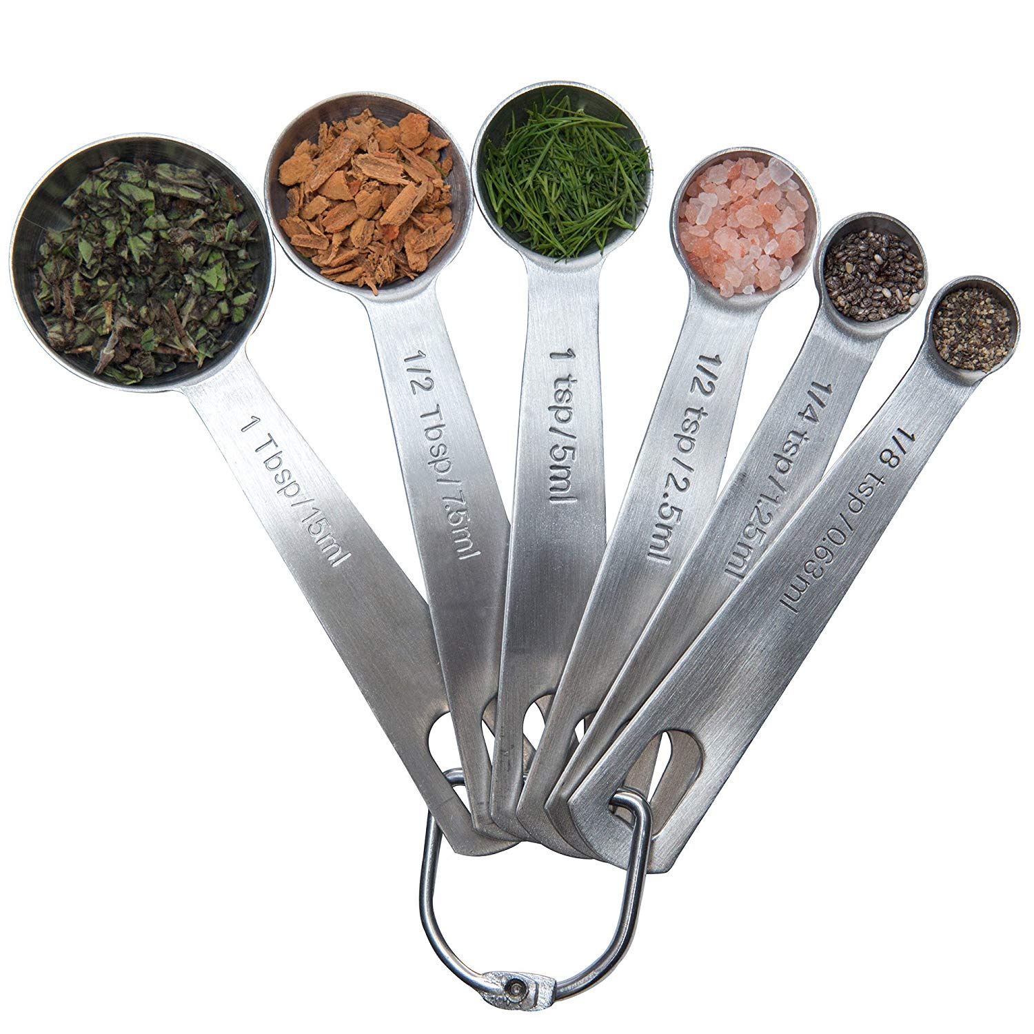 Measuring Spoons Set of 6 Stackable Stainless Steel Spoons