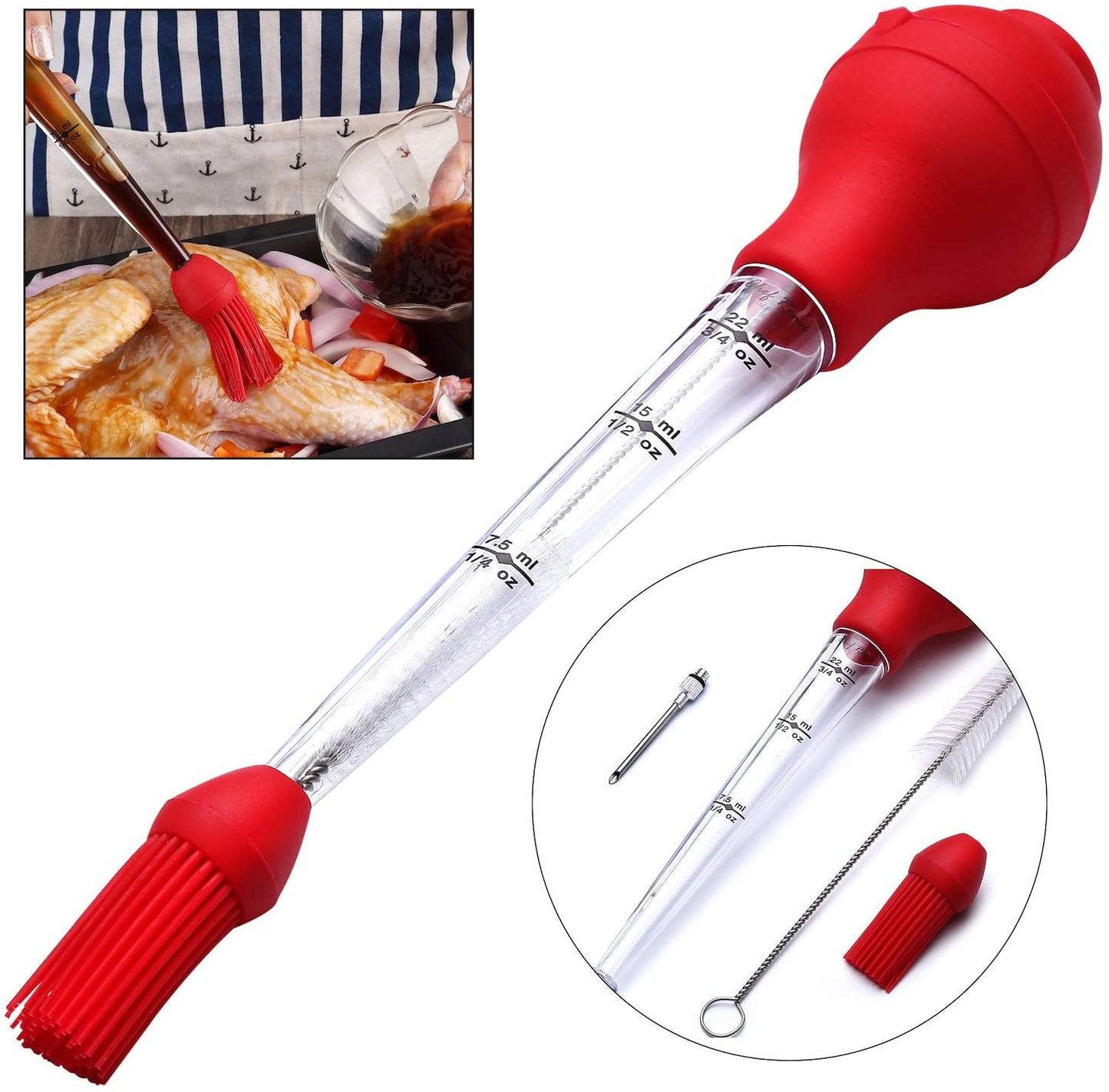 Chef Remi Turkey Baster Kit set of 4, Commercial Grade Quality