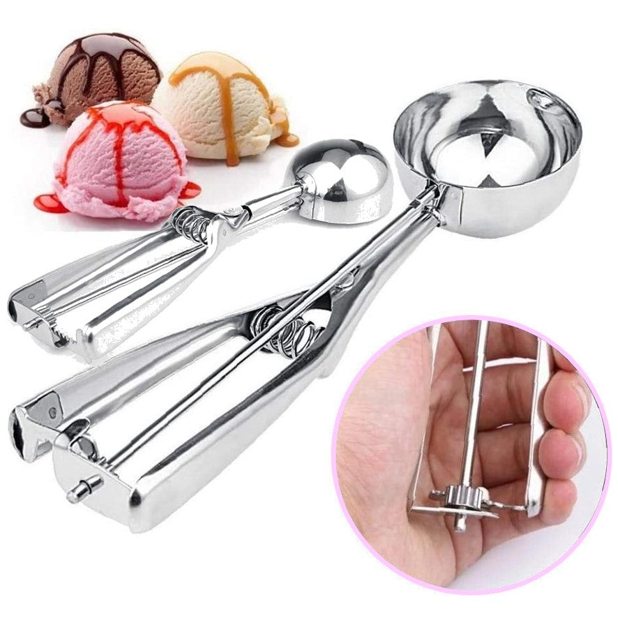 4 and 6 CM Ice Cream Scoop with Easy Trigger - Stainless Steel Cookie Ice Cream Scoop Christmas Gift for Muffins, Fruits, Mashed Potatoes