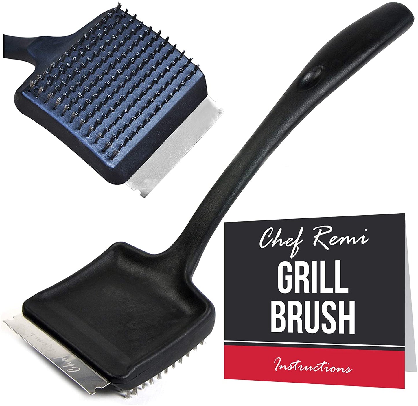 BBQ Grill Cleaning Brush Heavy Duty With Wire Bristles and Stainless Steel Scraper