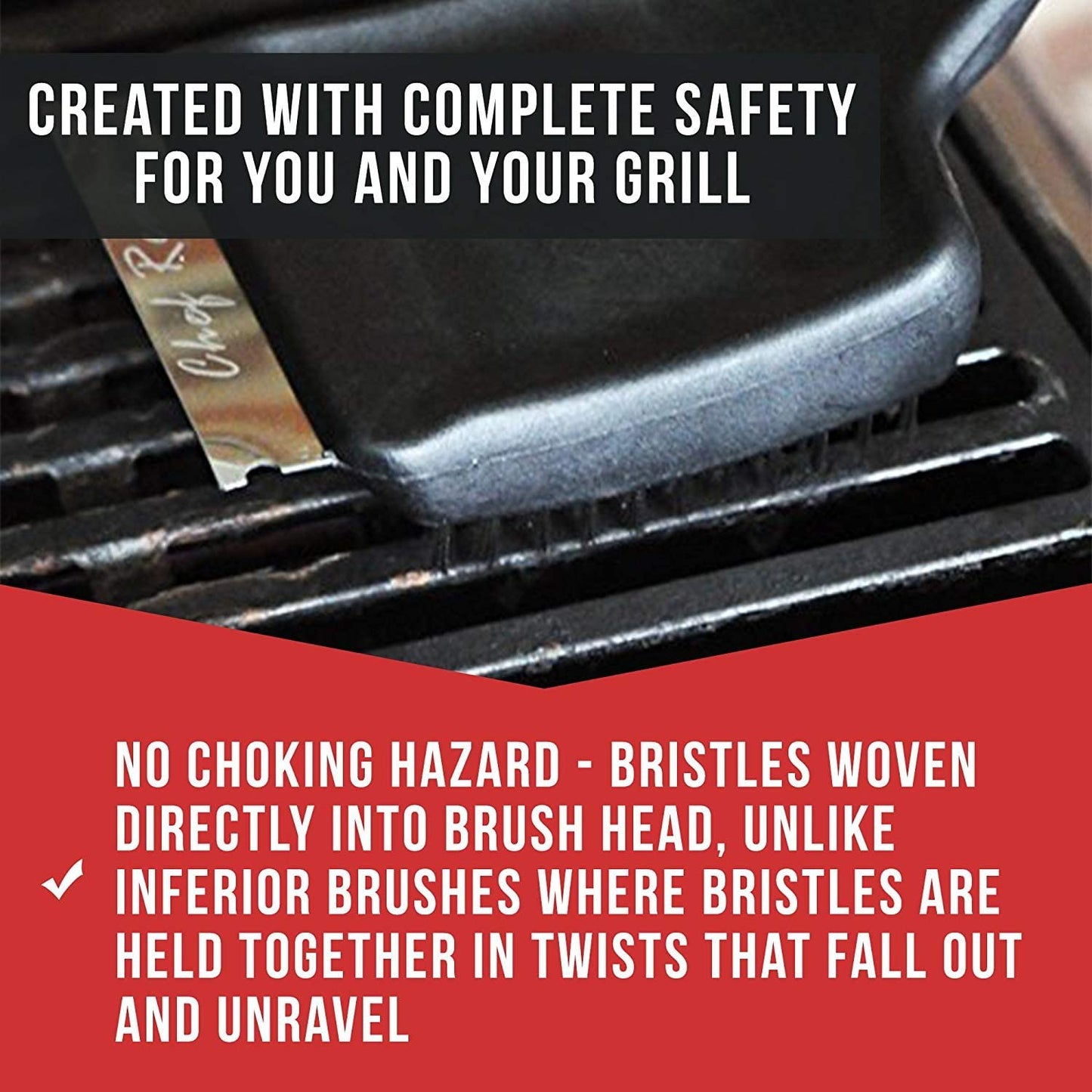 BBQ Grill Cleaning Brush Heavy Duty With Wire Bristles and Stainless Steel Scraper