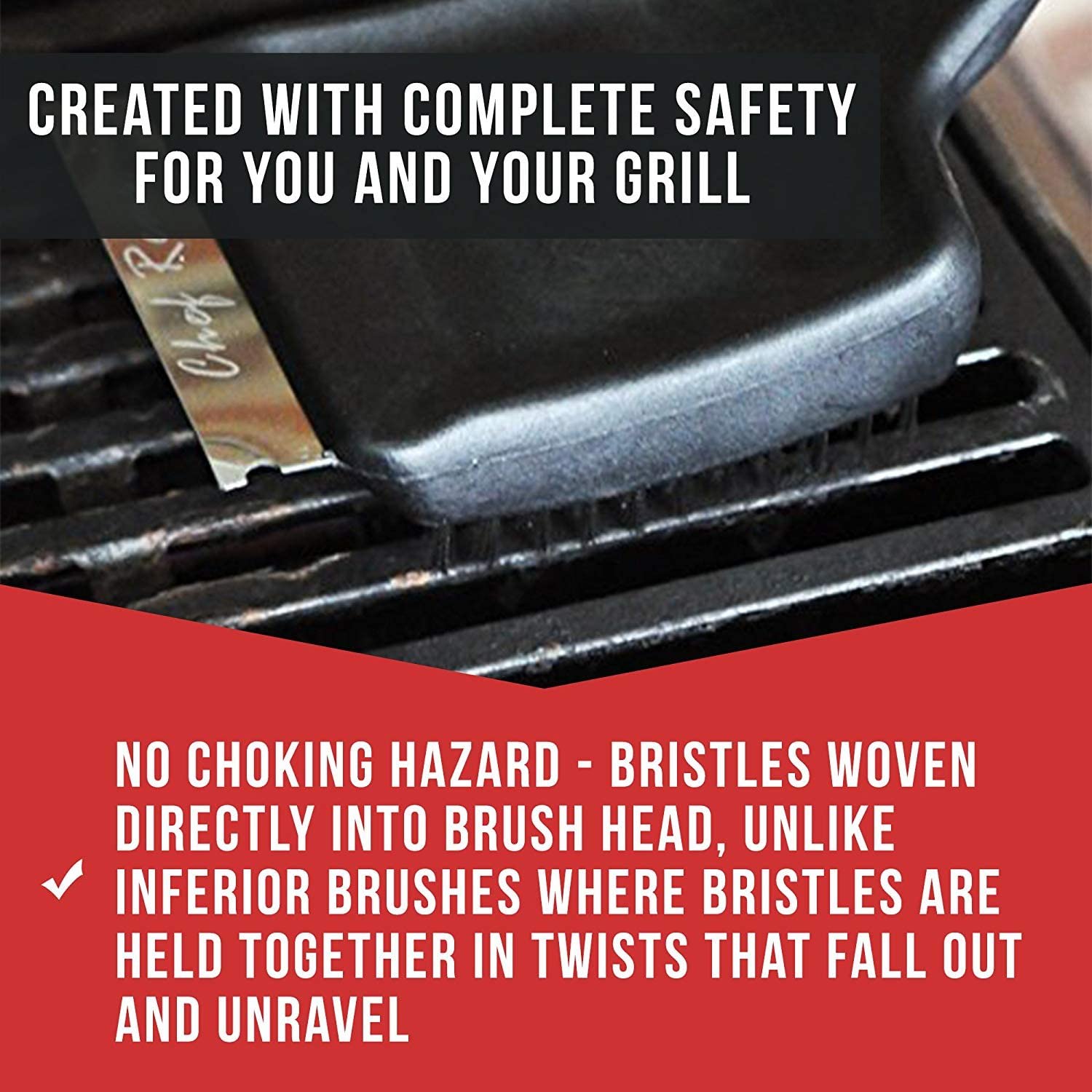 BBQ Grill Cleaning Brush Heavy Duty With Wire Bristles and Stainless Steel Scraper