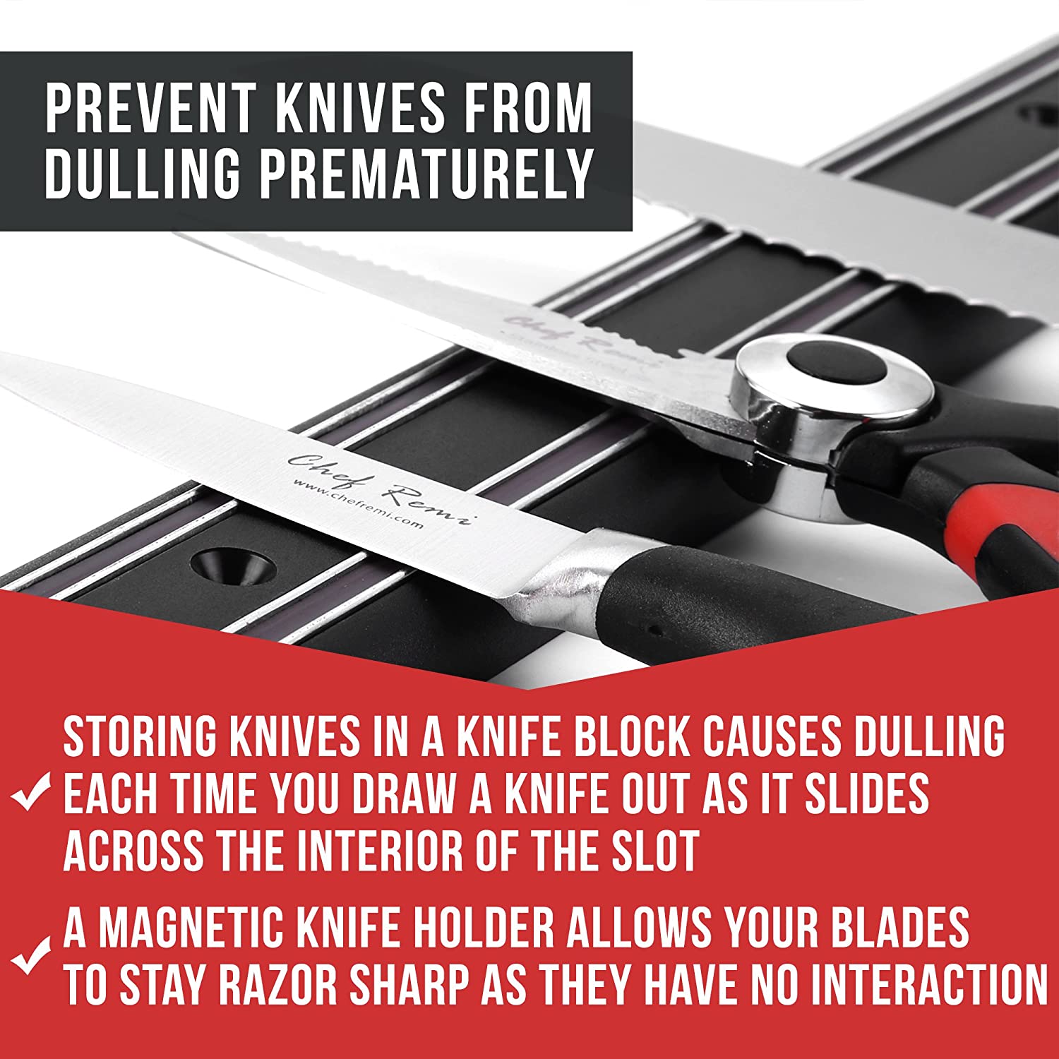 Magnetic Knife Holder - Storage Bar This Year - Safeguard Your Kitchen Knives from Kids with Our Easy to Mount Strip