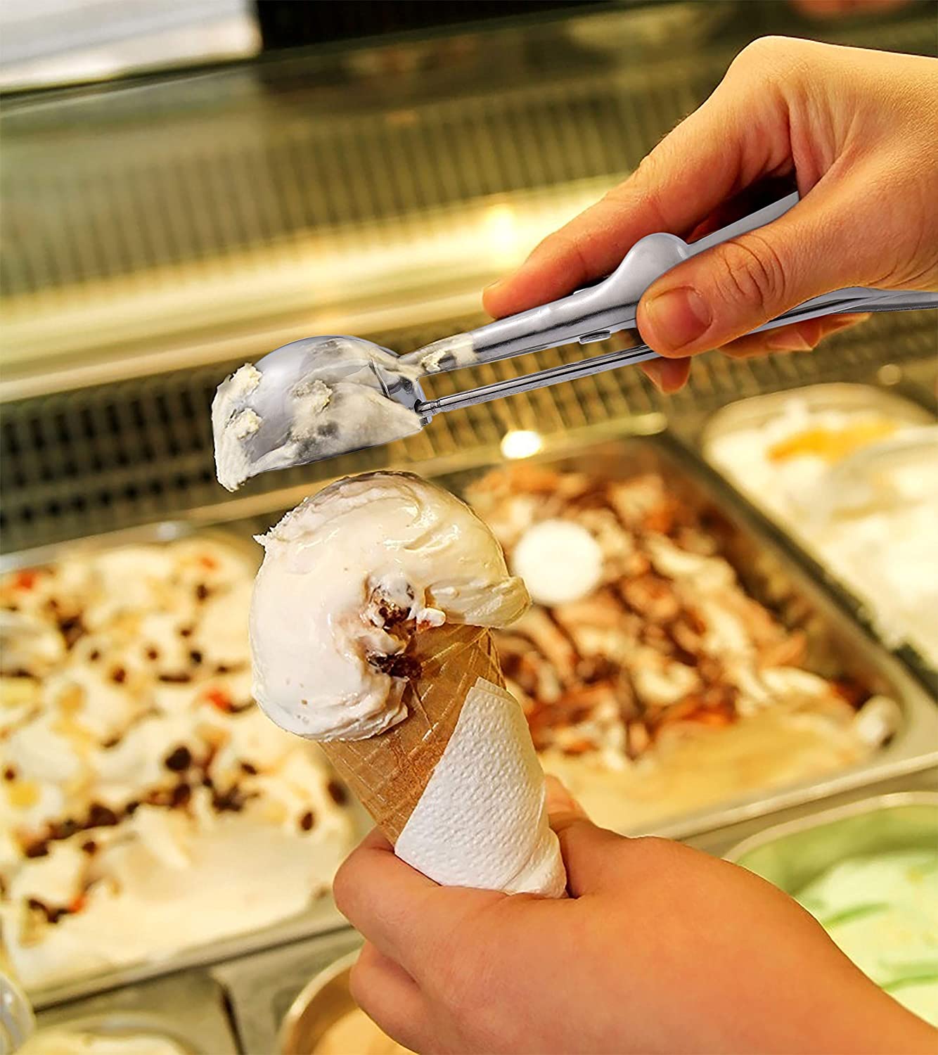 6CM Ice Cream Scoop with Easy Trigger - Stainless Steel Cookie Ice Cream Scoop