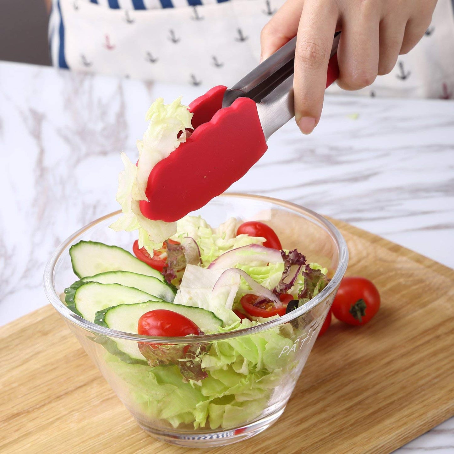Premium Silicone Kitchen Tongs Heat Resistant Cooking BBQ Stainless Steel Handle