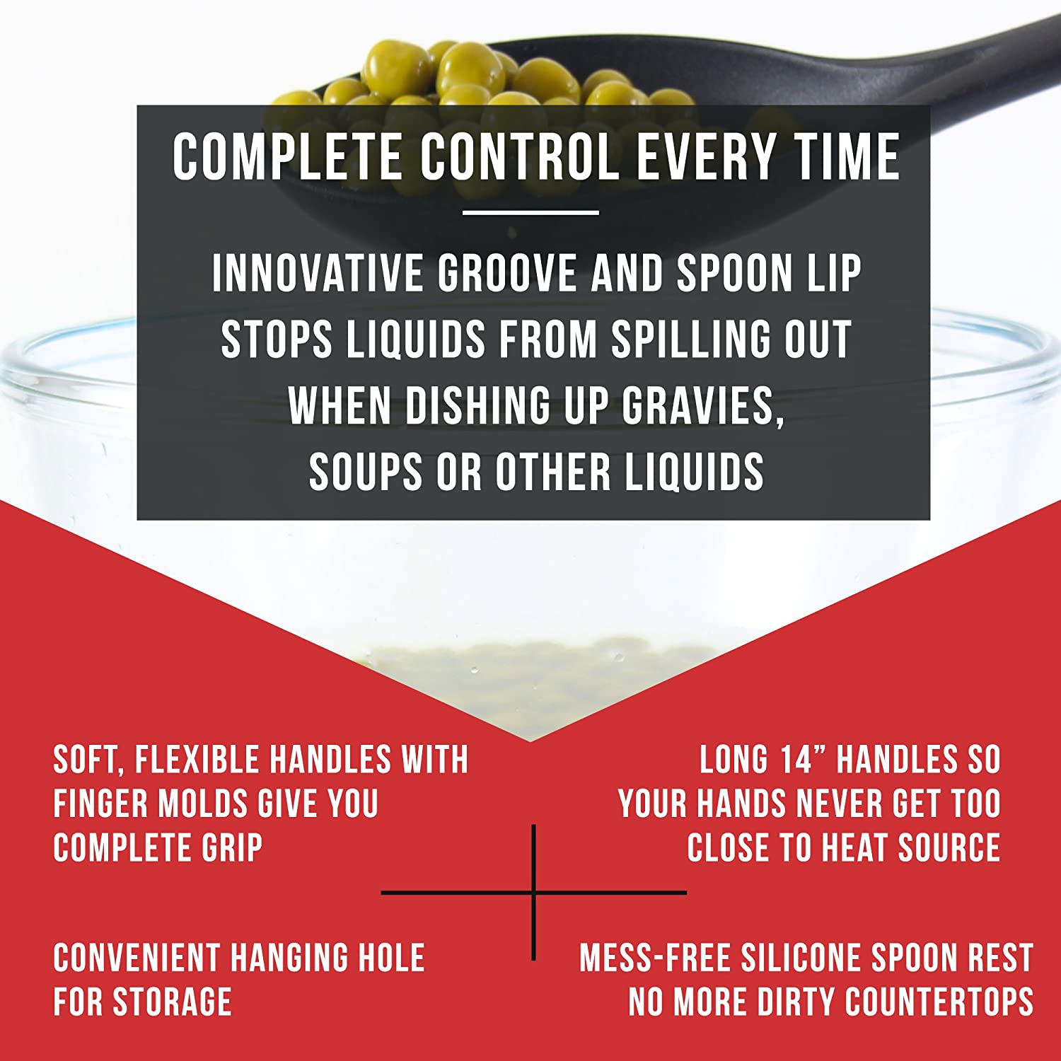 Latest 2pc Cooking Spoon Set with Silicone Spoon Rest Nonstick Kitchen Utensils Non - Stick