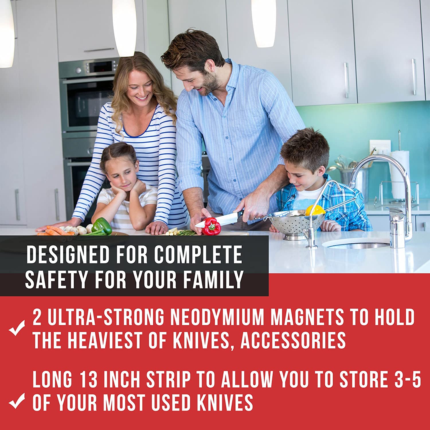 Magnetic Knife Holder - Storage Bar This Year - Safeguard Your Kitchen Knives from Kids with Our Easy to Mount Strip