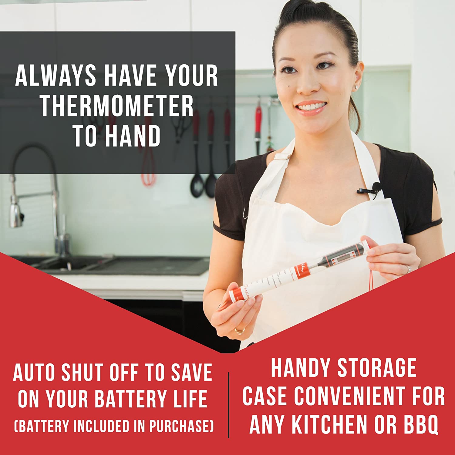 Digital Cooking Thermometer  Instant Read Thermometer for Turkey, Meat, Oven, Oil, Kitchen, Grill, BBQ, Any Food