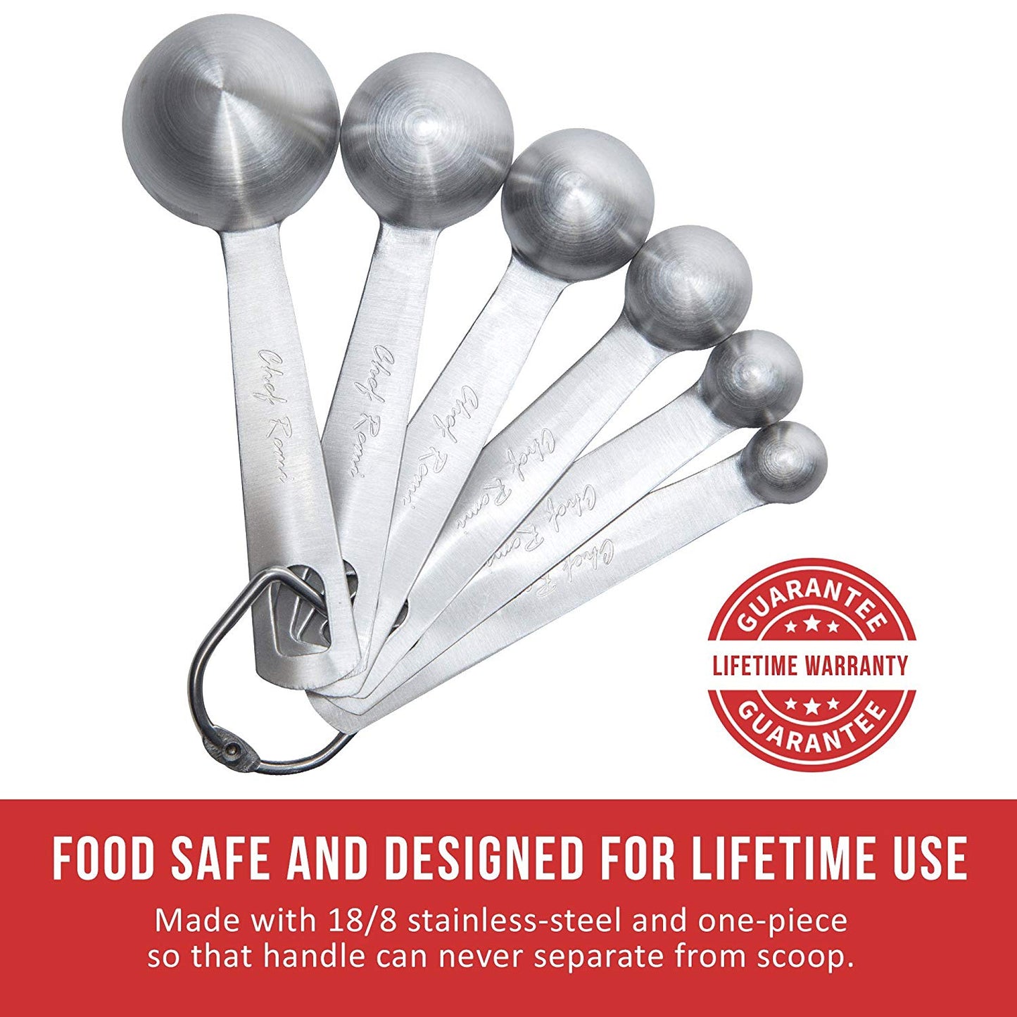 Measuring Spoons Set of 6 Stackable Stainless Steel Spoons