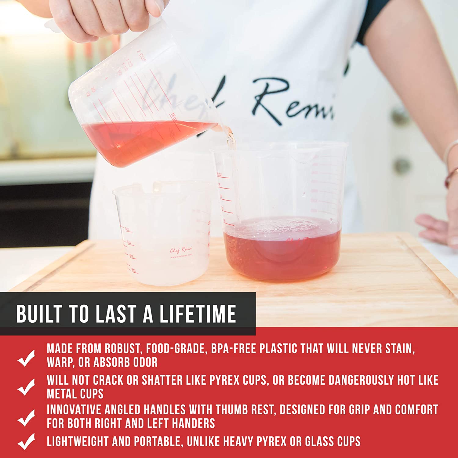 Measuring Jugs Set of 3 Cooking and Baking Measuring Cups for Baking and Cooking