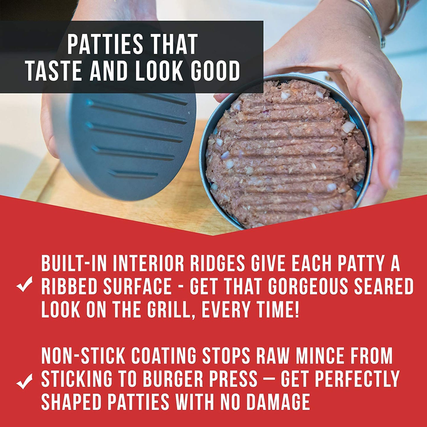 Chef Remi Burger Press | Non-Stick Professional Hamburger Press & Patty Maker