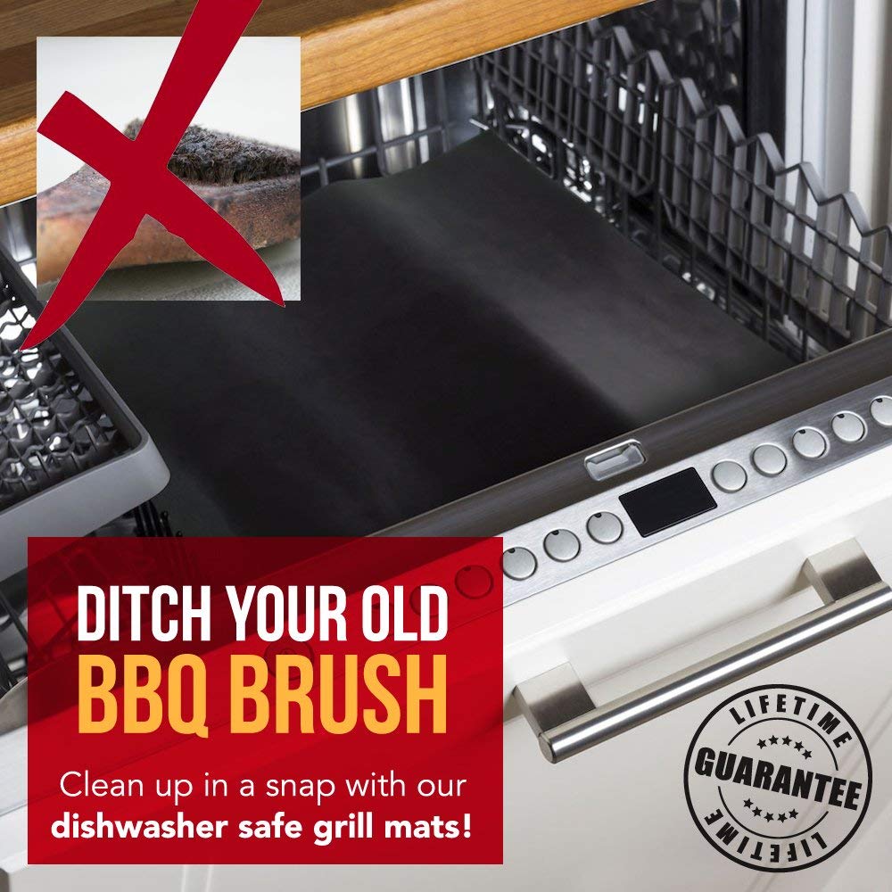 BBQ Grill Mats Non Stick Reusable Mats for Gas, Charcoal, Electric BBQs and Ovens Dishwasher Safe