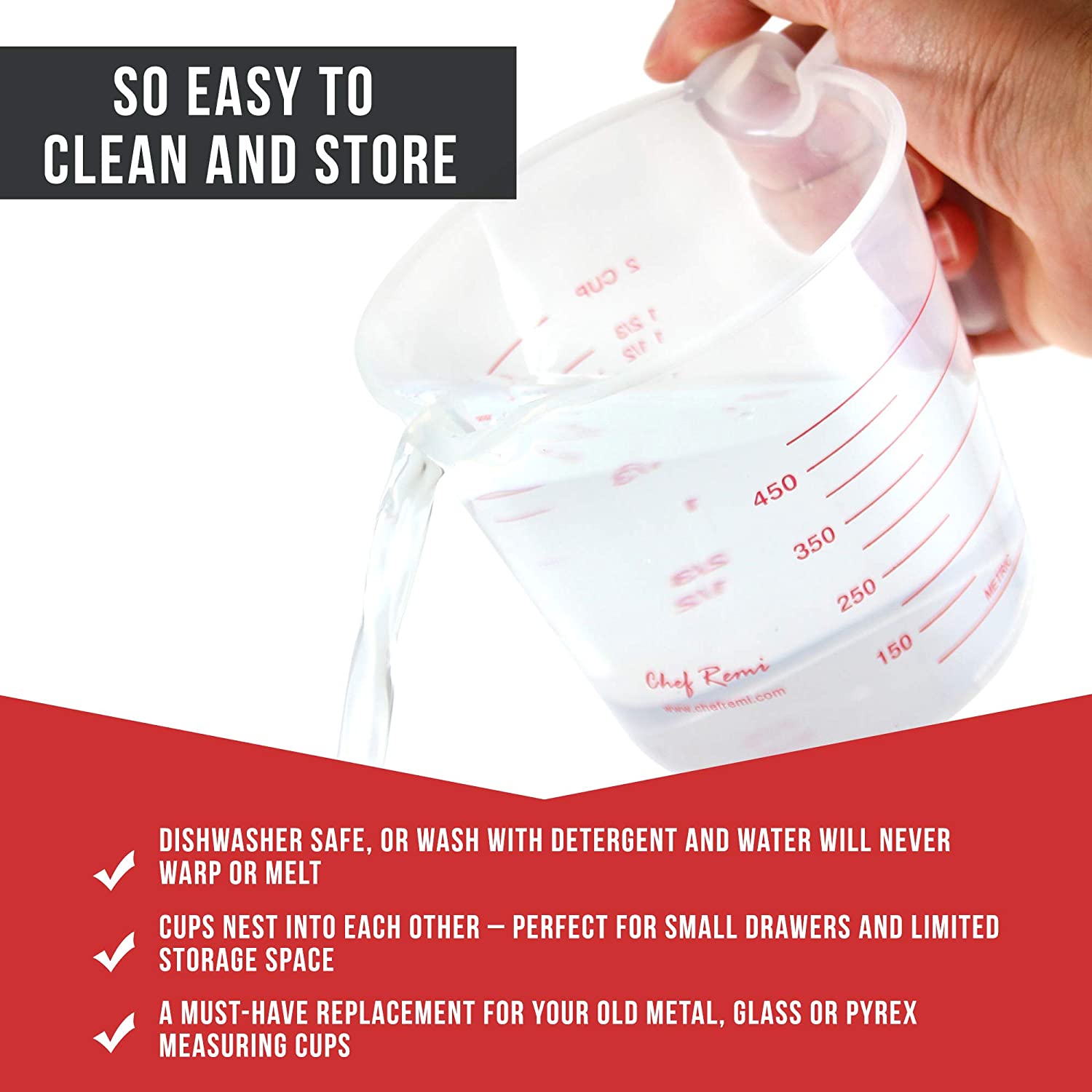 Measuring Jugs Set of 3 Cooking and Baking Measuring Cups for Baking and Cooking