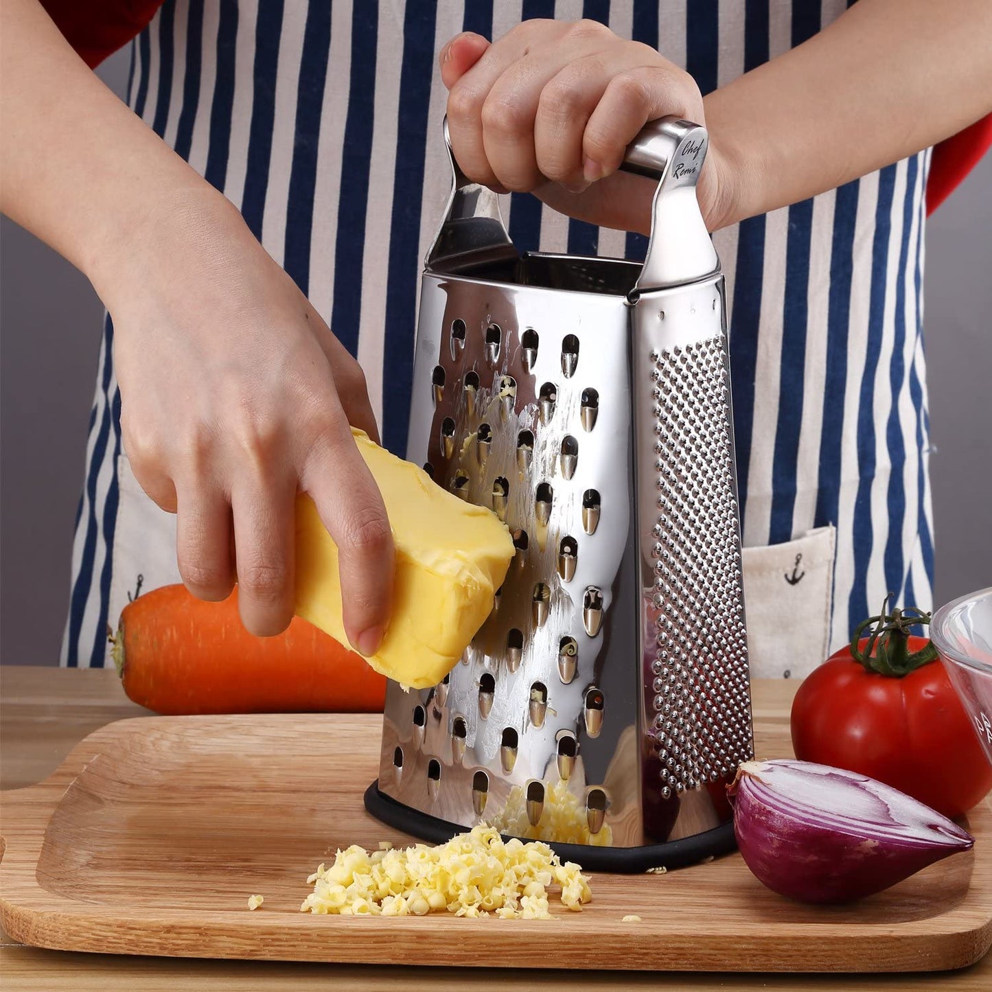 Food Grater 4 Sided Blades Stainless Steel Cheese and Vegetable Grater