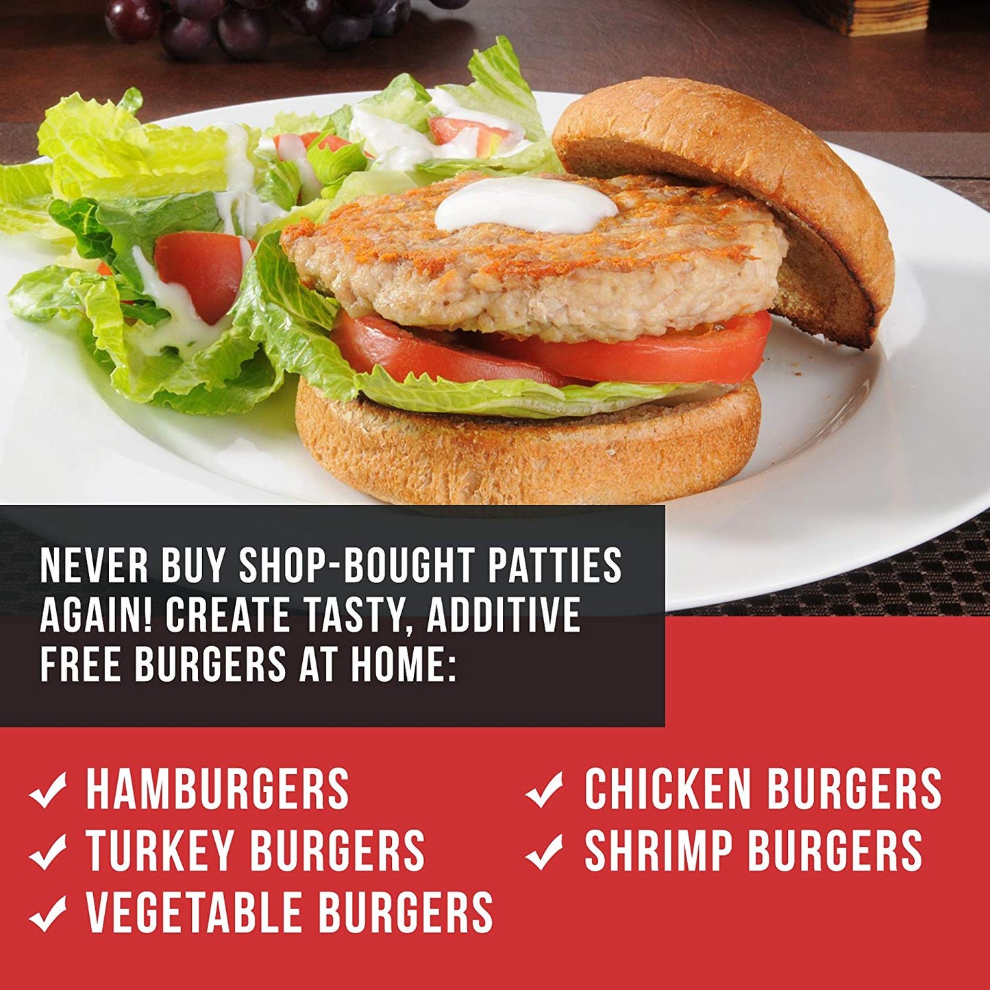 Chef Remi Burger Press | Non-Stick Professional Hamburger Press & Patty Maker