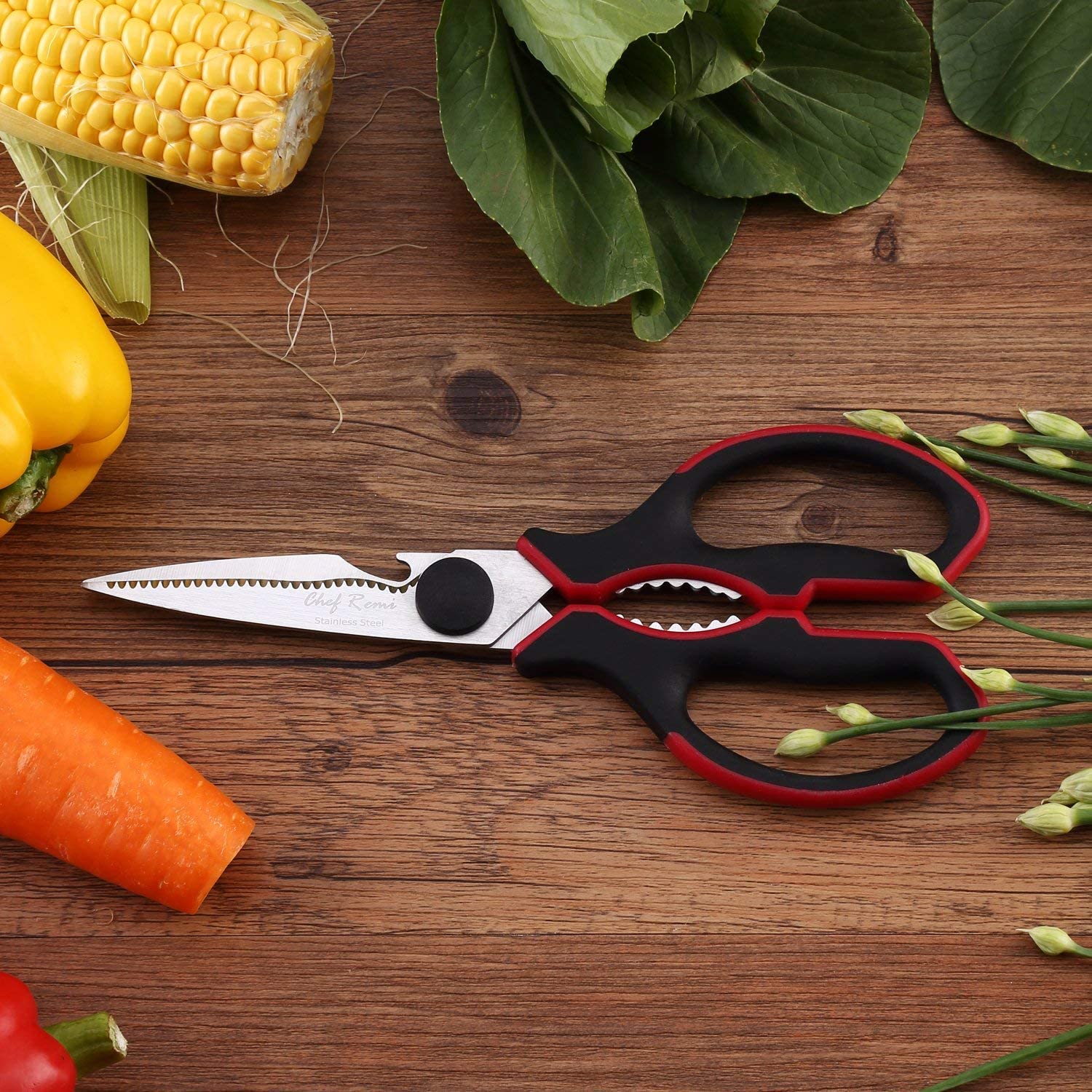 Kitchen Scissors for Meat, Fish, Plant and Gardening | Serrated Detachable Shears with Nut Cracker