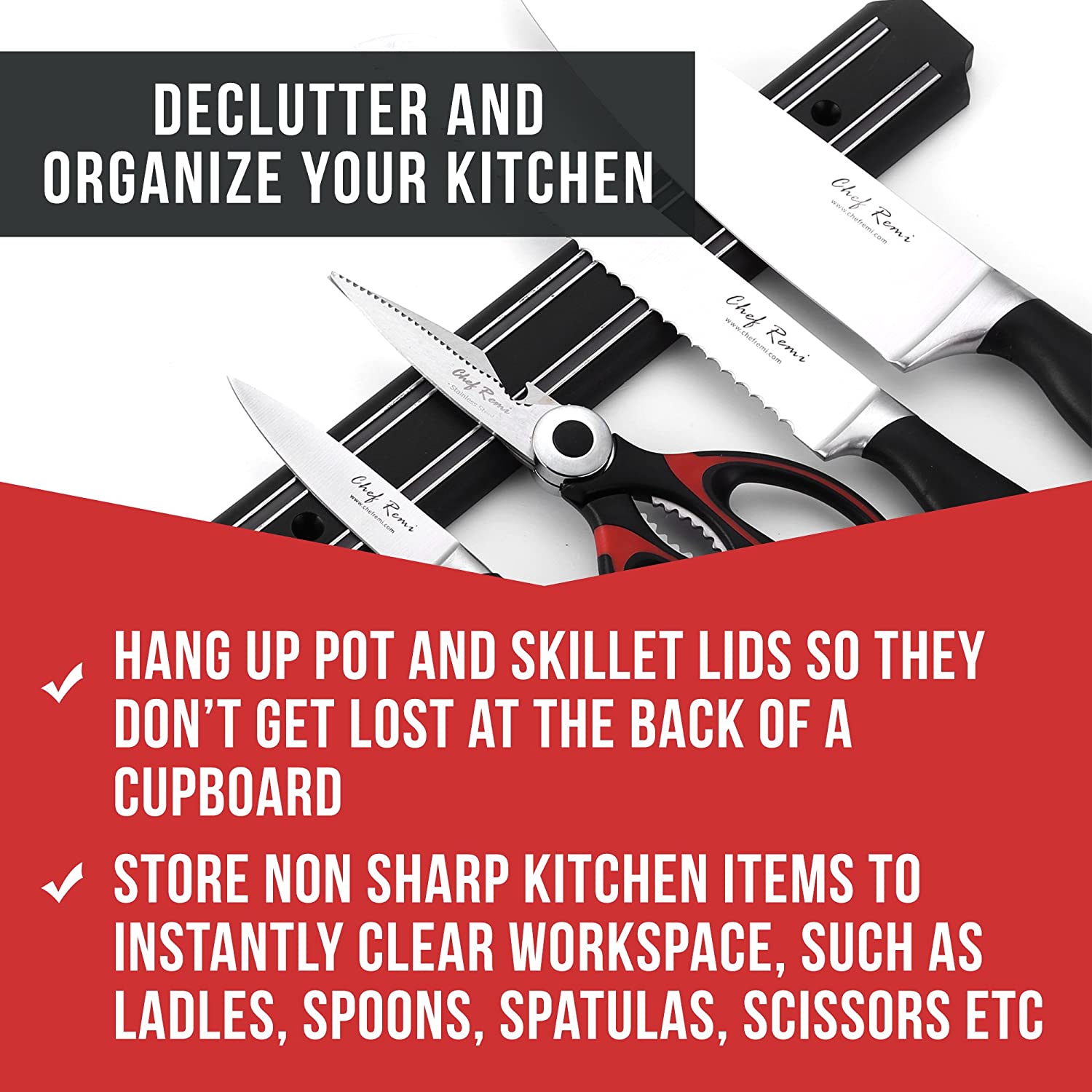 Magnetic Knife Holder - Storage Bar This Year - Safeguard Your Kitchen Knives from Kids with Our Easy to Mount Strip