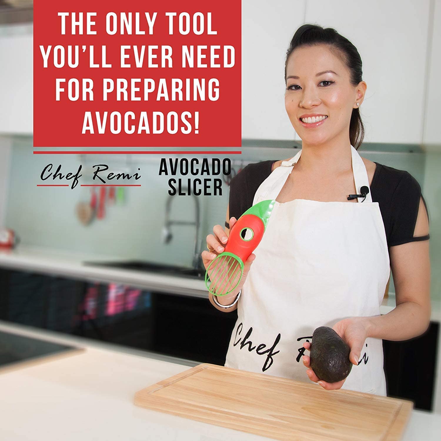 Chef Remi 3-in-1 Avocado Slicer with Knife, Pitter, Peeler and Scoop - 2 Yr Warranty- Kitchen Utensil Tool for Fresh Ripe Avocados