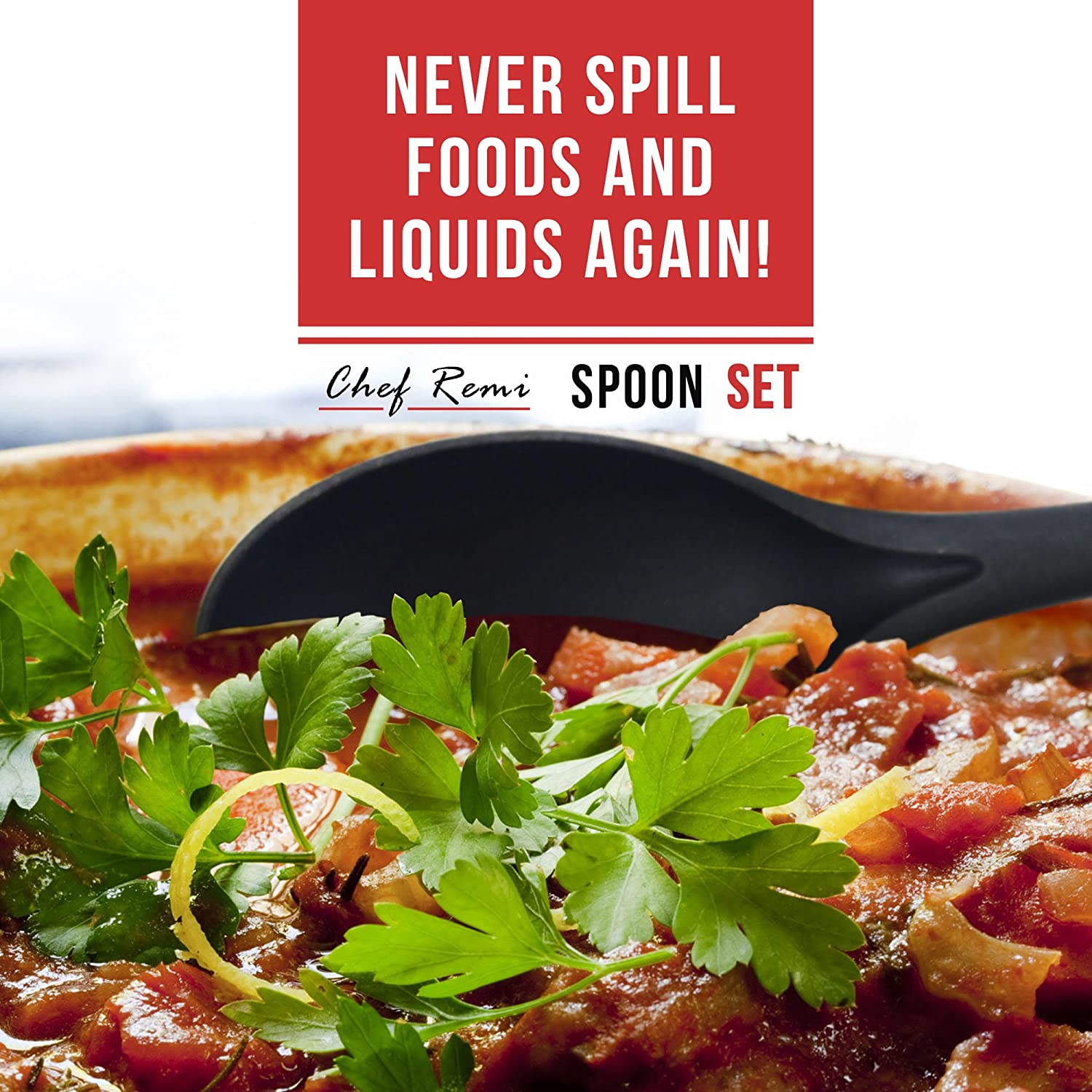 Latest 2pc Cooking Spoon Set with Silicone Spoon Rest Nonstick Kitchen Utensils Non - Stick