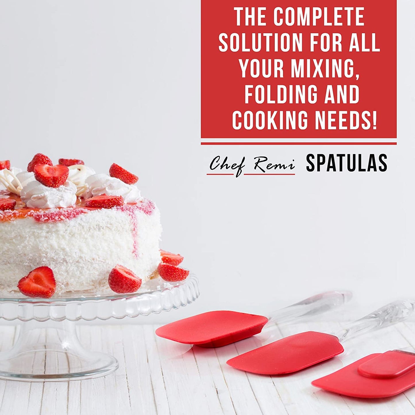 Chef Remi Baking Spatulas | Set of 3 Non Stick Silicone Cooking Spatulas