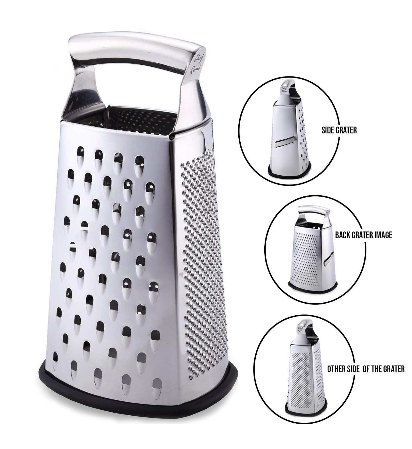 Food Grater 4 Sided Blades Stainless Steel Cheese and Vegetable Grater