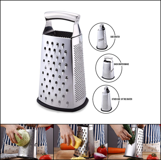 Food Grater 4 Sided Blades Stainless Steel Cheese and Vegetable Grater Christmas Gift