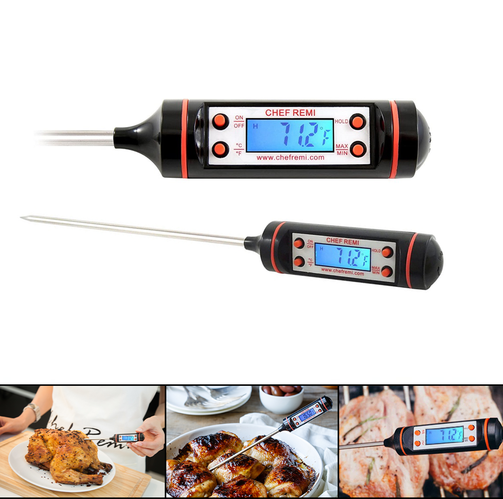 Digital Cooking Thermometer  Instant Read Thermometer for Turkey, Meat, Oven, Oil, Kitchen, Grill, BBQ, Any Food