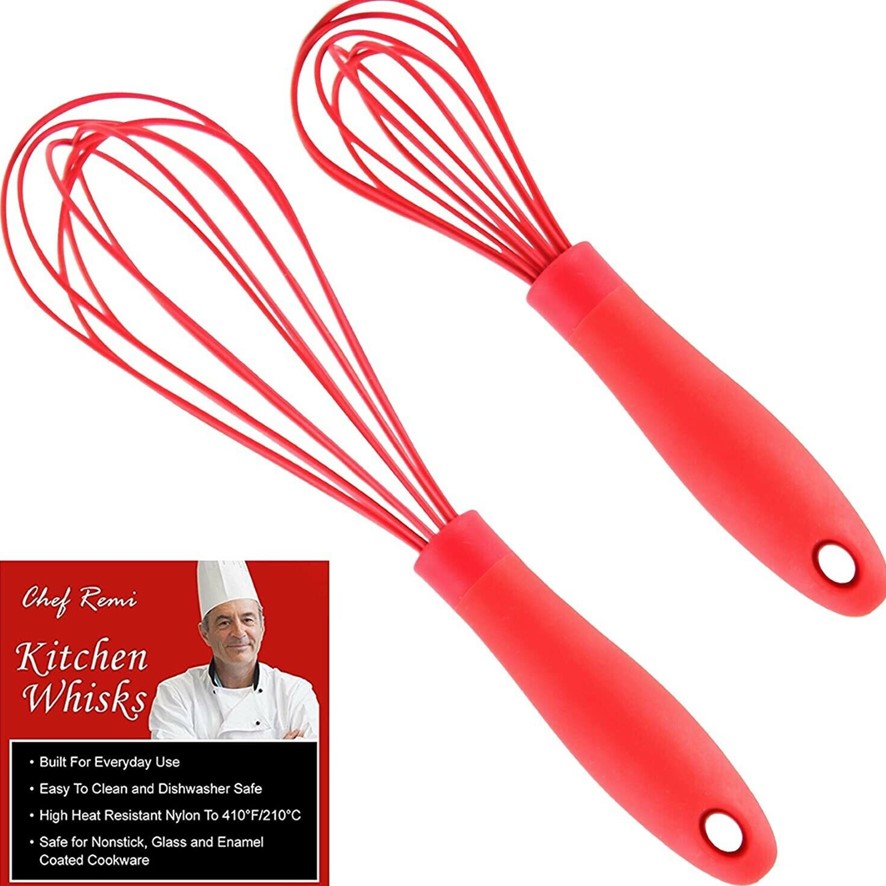 Egg Whisks Baking Whisks Non-Stick Silicone Balloon Whisk Set  Small Big Egg Whisk Set