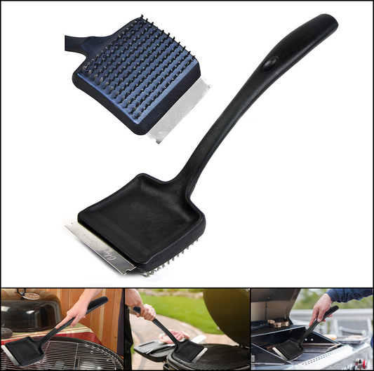 BBQ Grill Cleaning Brush Heavy Duty With Wire Bristles and Stainless Steel Scraper