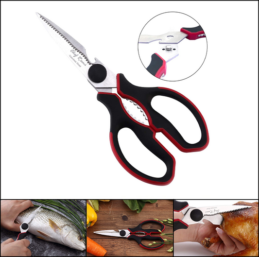 Kitchen Scissors for Meat Fish Plant & Gardening-Serrated Detachable Food Shears