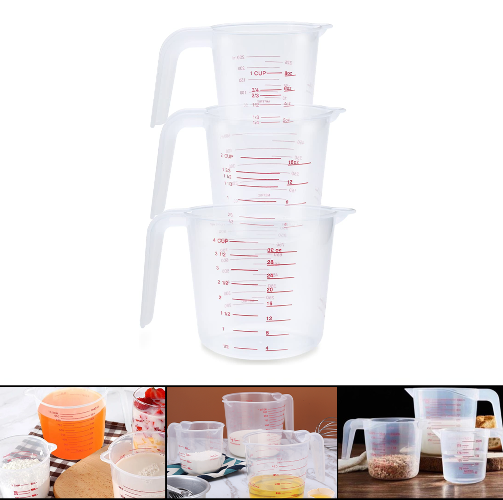Measuring Jugs Set of 3 Cooking and Baking Measuring Cups for Baking and Cooking