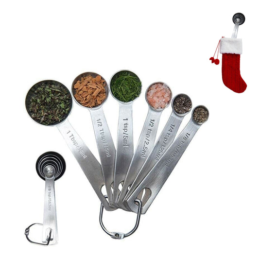 Measuring Spoons Set of 6 Stackable Stainless Steel Spoons