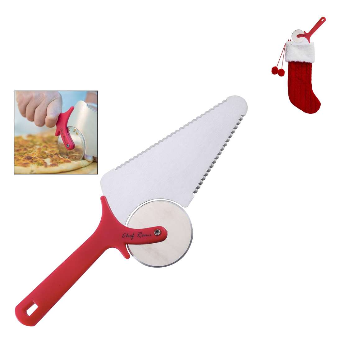 Pizza Cutter Stainless Steel Pizza Wheel Serrated Blade and Spatula